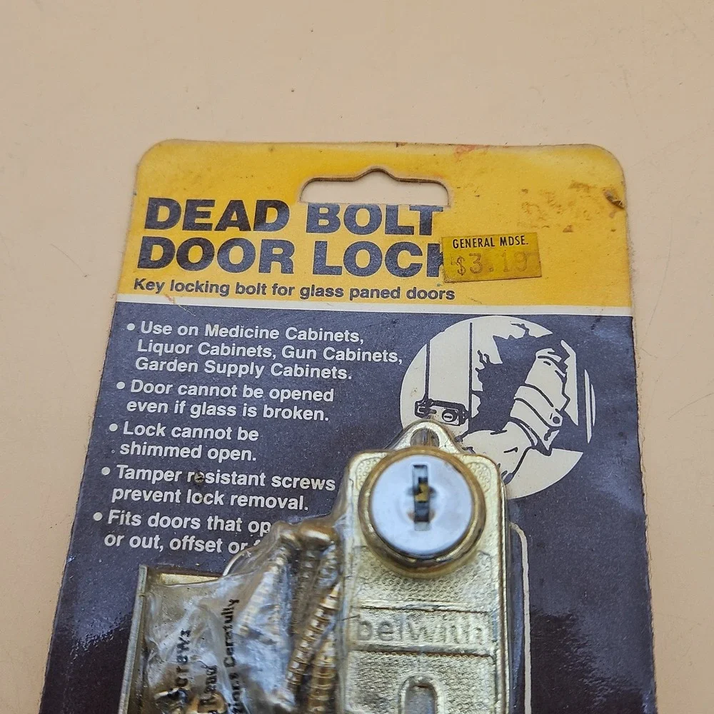 Vintage Belwith Dead Bolt Door Lock 1100 Brass Plated NOS Brand New 1981